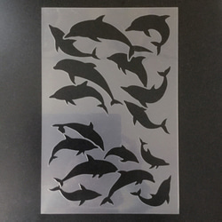 イルカの群れ　イラスト　ステンシルシート　型紙 図案　NO310 5枚目の画像