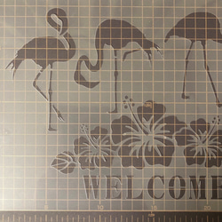 フラミンゴ1　welcome　ステンシルシート　型紙 図案　NO631 5枚目の画像