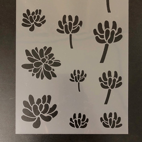 多肉植物7番 イラスト 乙女心 ステンシルシート 型紙 図案 NO607