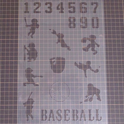 野球　背番号　グローブ　男子　バッター　野手　ステンシルシート　型紙 図案　NO701 3枚目の画像