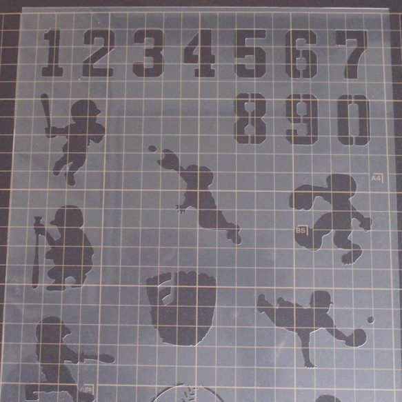 野球　背番号　グローブ　男子　バッター　野手　ステンシルシート　型紙 図案　NO701 6枚目の画像