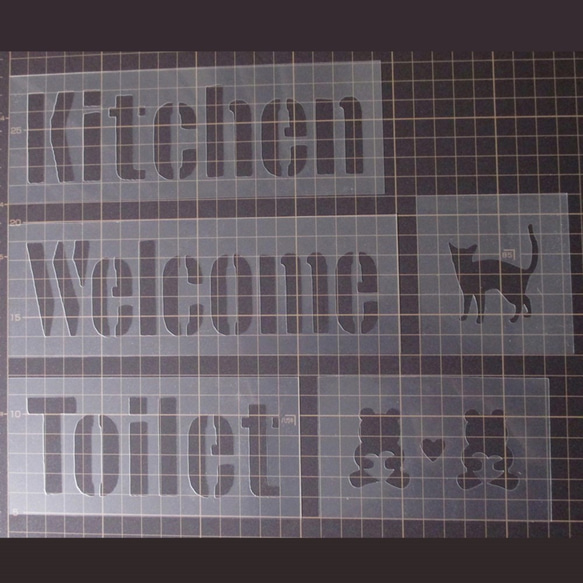 ☆Welcome・Kitchen・Toilet イラスト 　5枚シートセット　ボストントラフィック　ステンシルシート　 3枚目の画像