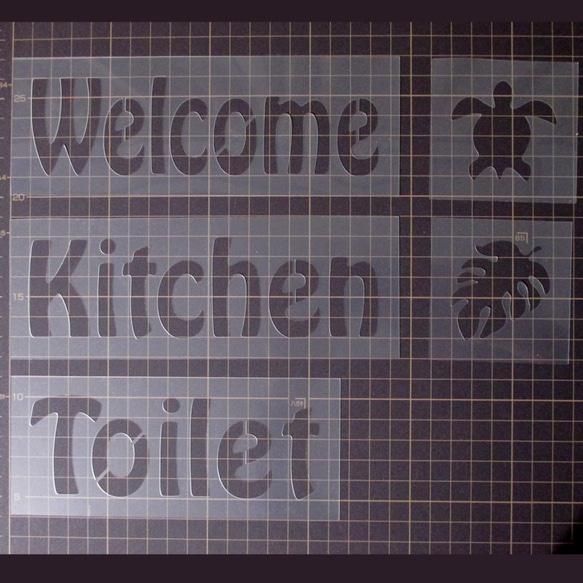 ☆Welcome・Kitchen・Toilet イラスト 　5枚シートセット　ホボ　ステンシルシート　 3枚目の画像