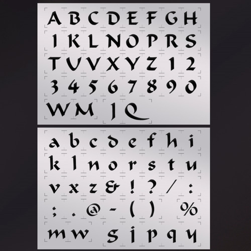 ☆2枚セット アルファベット大文字小文字 カリグラフィ◇ステンシル