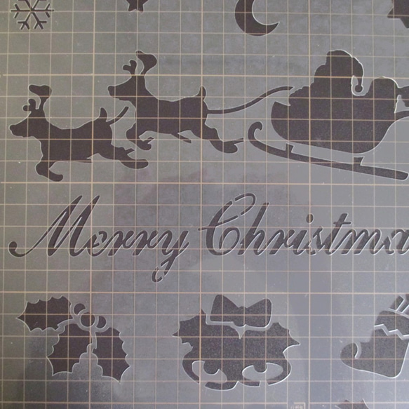 ☆クリスマス イラスト サンタクローストナカイイラスト　ステンシルシート　型紙 図案　NO757 4枚目の画像