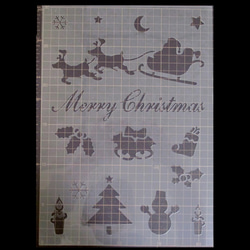 ☆クリスマス イラスト サンタクローストナカイイラスト　ステンシルシート　型紙 図案　NO757 5枚目の画像