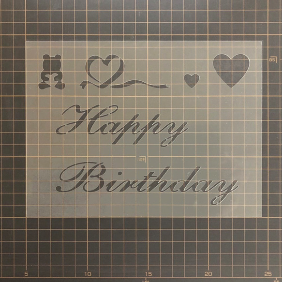 ☆Happy　Birthday　ハート入り　誕生日用ステンシルシート　型紙図案　NO194 4枚目の画像