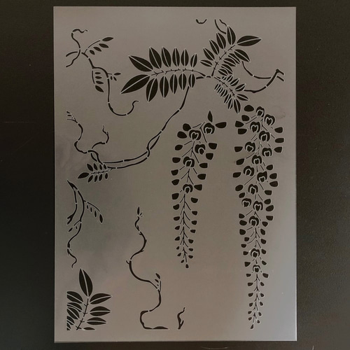 ☆藤の花① 花イラスト ステンシルシート 型紙図案 NO546 型紙 moji