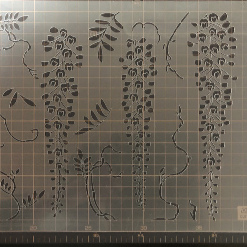 ☆藤の花② 花イラスト ステンシルシート 型紙図案 NO547 型紙 moji