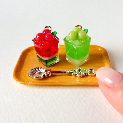 スイカ×メロン風鈴ピアス