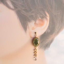木耳環樹脂（霧草，綠色，木頭）【耳環可換】 第3張的照片