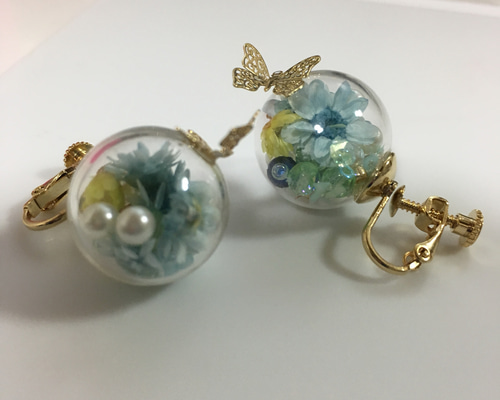 ガラスドーム イヤリング イヤリング・ノンホールピアス lala 通販