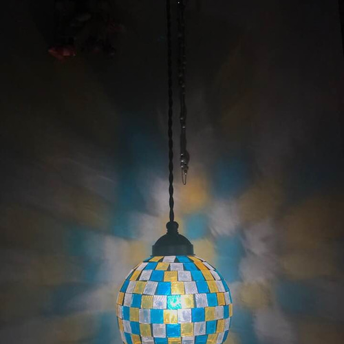 ペンダントライト 天井照明 モザイクガラス 手作り LED電球対応