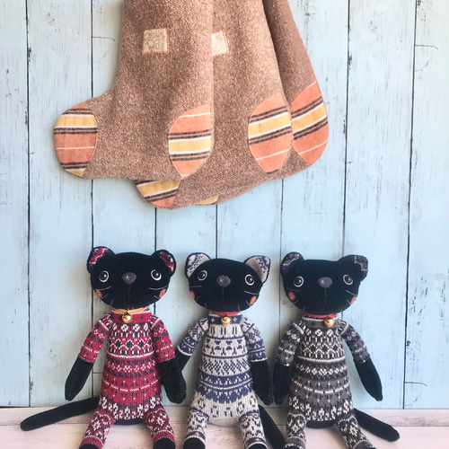 靴下バッグとねこちゃん❗】靴下ぬいぐるみ ぬいぐるみ art工房