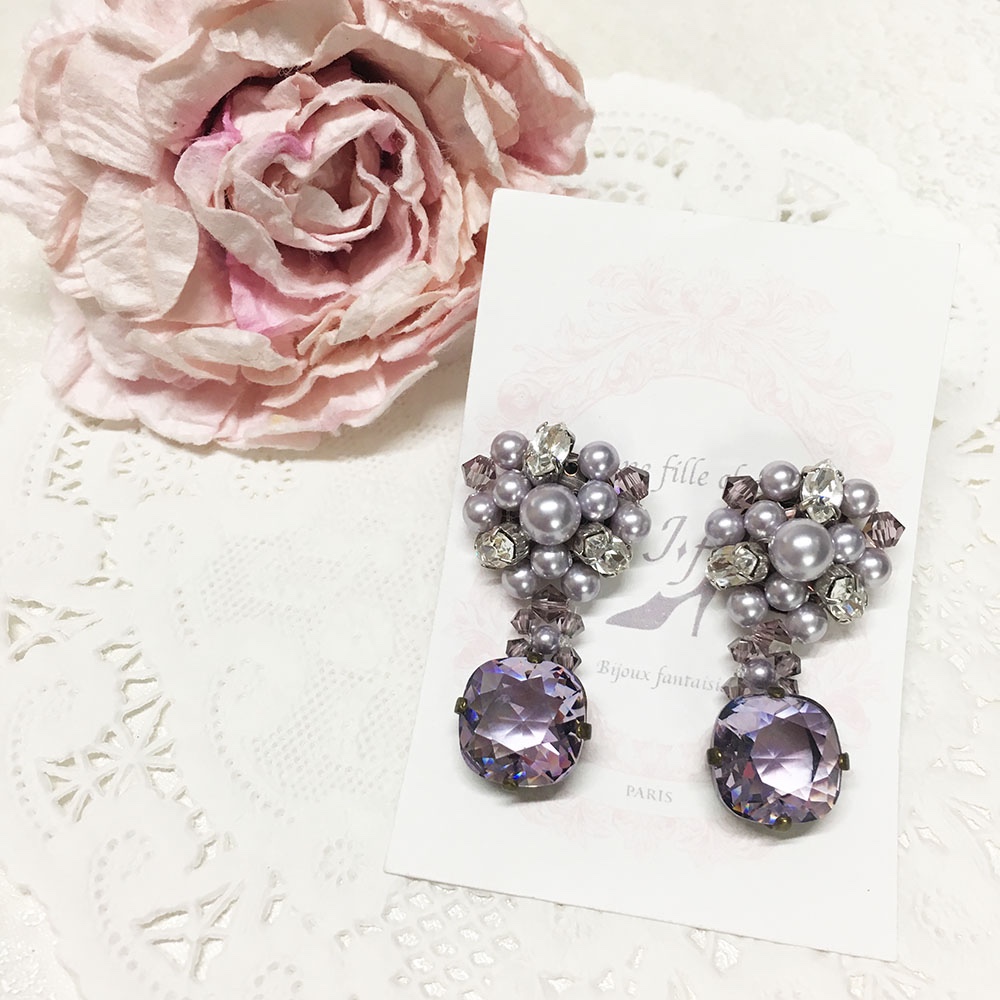 Jeune fille classe 　ビジューピアス　大人パープル
