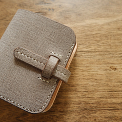 二つ折りミニ財布　イタリアンレザー  バベル　グレー 3枚目の画像