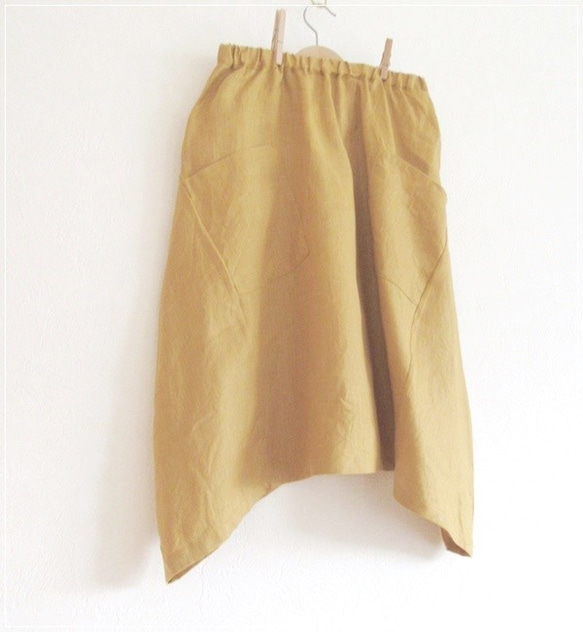 ミモザ* リネンのヘムラインバルーンスカート 5枚目の画像