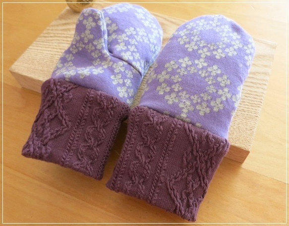 purple* ぬっくぬくミトン手袋 kids-Ssize　 4枚目の画像