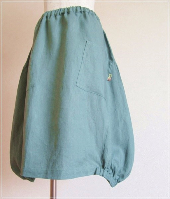 blue green* リネン ヘムライン バルーンスカート 7枚目の画像