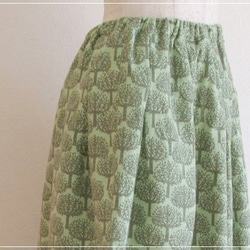 green* 北欧風 森のWガーゼギャザースカート 3枚目の画像