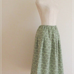 green* 北欧風 森のWガーゼギャザースカート 5枚目の画像