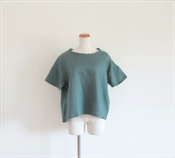 green* リネンのゆったりTシャツ 1枚目の画像