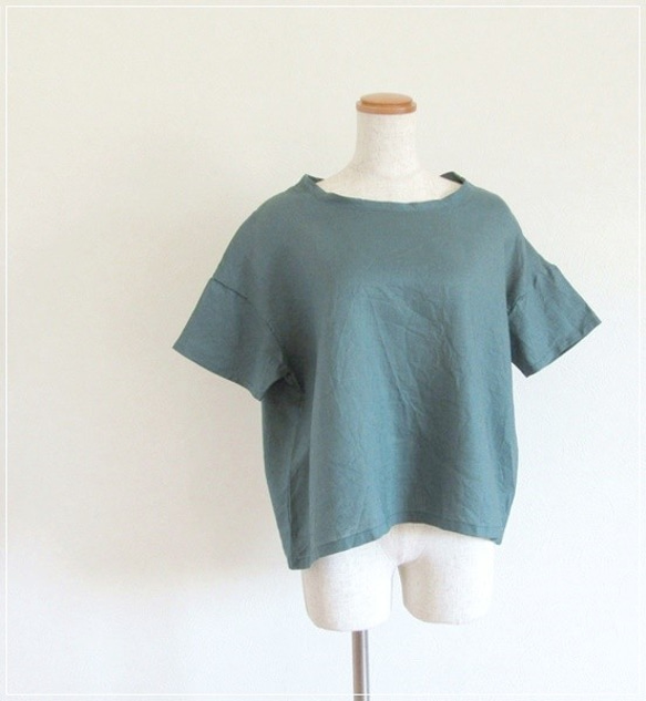 green* リネンのゆったりTシャツ 3枚目の画像