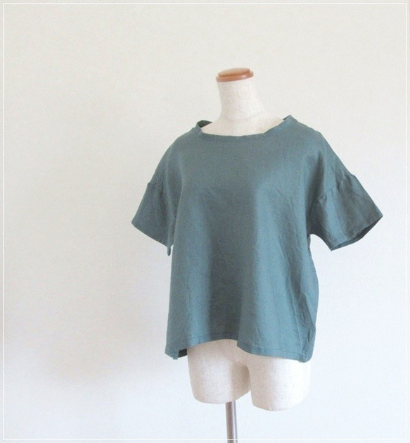 green* リネンのゆったりTシャツ 4枚目の画像