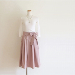 【再販】さくら色* リボンつきタックギャザースカート 1枚目の画像