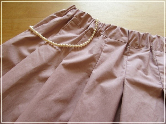 【再販】さくら色* リボンつきタックギャザースカート 2枚目の画像