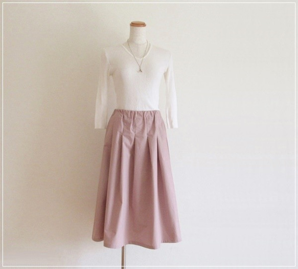 【再販】さくら色* リボンつきタックギャザースカート 5枚目の画像
