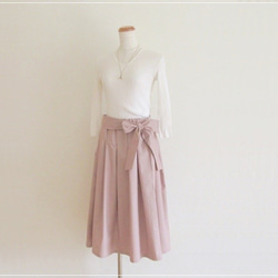 【再販】さくら色* リボンつきタックギャザースカート 6枚目の画像