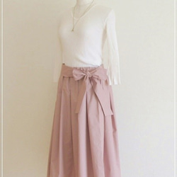 【再販】さくら色* リボンつきタックギャザースカート 7枚目の画像