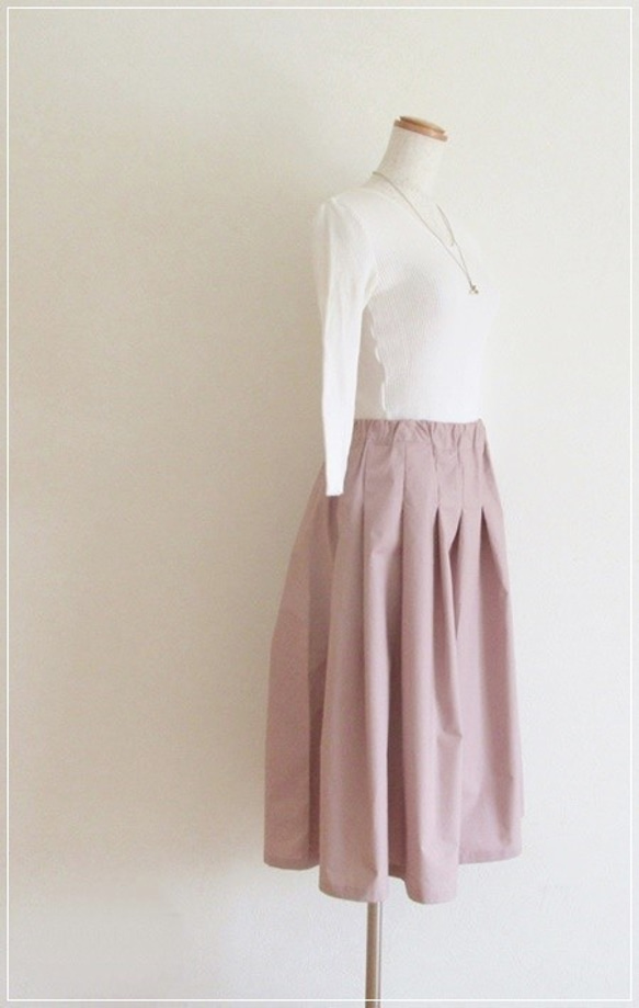 【再販】さくら色* リボンつきタックギャザースカート 8枚目の画像