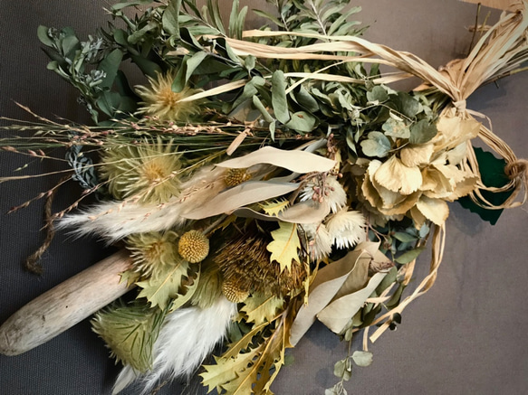 専用autumn＆winter＊コットン＆木の実 ドライフラワースワッグ(横型) ドライフラワースワッグ 横長スワッグ スワッグ lune 通販