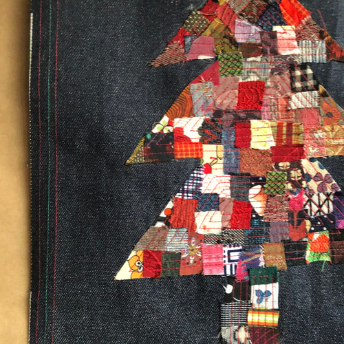 一点物・ツリーのミニタペストリー・パッチワーク・着物リメイク