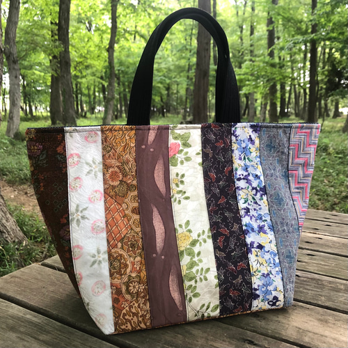 大きなお花のトートバッグ ハンドメイド パッチワーク 手作り 花束パターン】のトートバックの作り方//size24cmx48cmx24cm