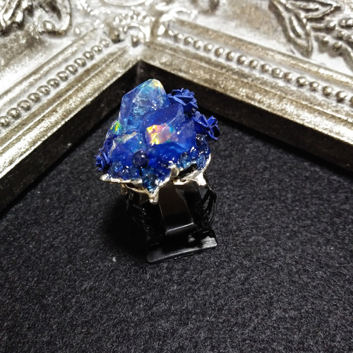 薔薇水晶・碧(リング) ローズ 青 クリスタル 指輪 ゴシック系 V系