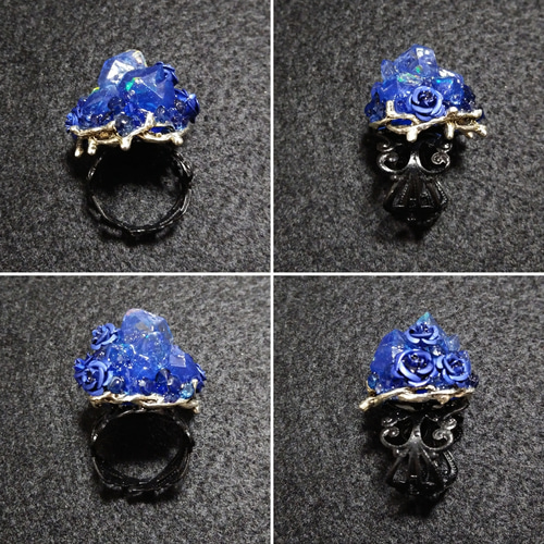 薔薇水晶・碧(リング) ローズ 青 クリスタル 指輪 ゴシック系 V系