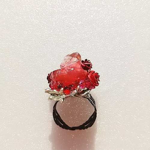 薔薇水晶・紅(リング) ローズ クリスタル 指輪 ゴシック系 V系