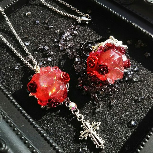 薔薇水晶・紅(リング) ローズ クリスタル 指輪 ゴシック系 V系