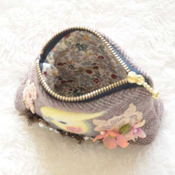 羊毛刺繍のミニミニポーチ・オカメインコノーマル 4枚目の画像
