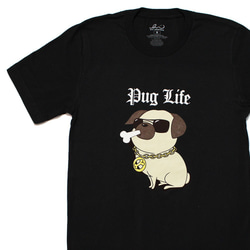| Pug Life 巴哥 | 美國棉 中性 短袖T恤_黑色 第2張的照片