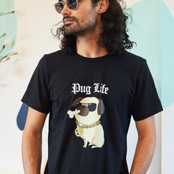 | Pug Life 巴哥 | 美國棉 中性 短袖T恤_黑色 第3張的照片