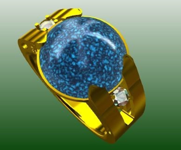 　K18　天然ラピスラズリー（DIA0.10CT)　RING（指輪） 1枚目の画像