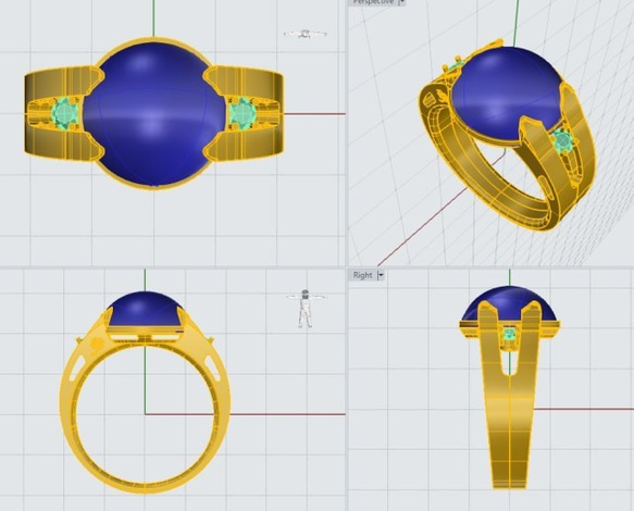 　K18　天然ラピスラズリー（DIA0.10CT)　RING（指輪） 2枚目の画像