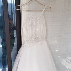 上品！ ウエディングドレス ホワイト 優雅なシルエット キャミソール 3枚目の画像