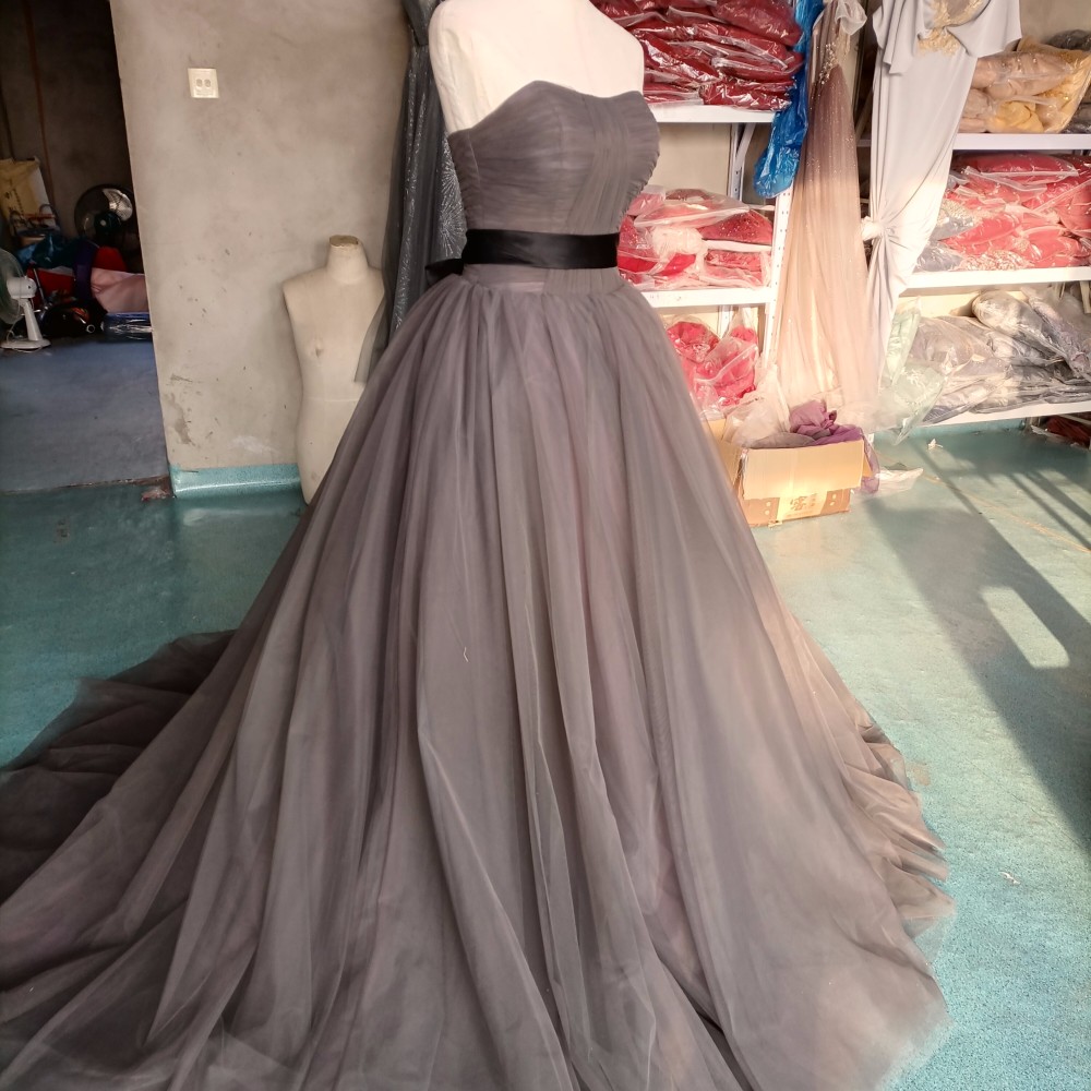 高品質！ パーティードレス   ミニトレーン/短トレーン  取り外しオフショルダー  エレガント   編み上げ   細見