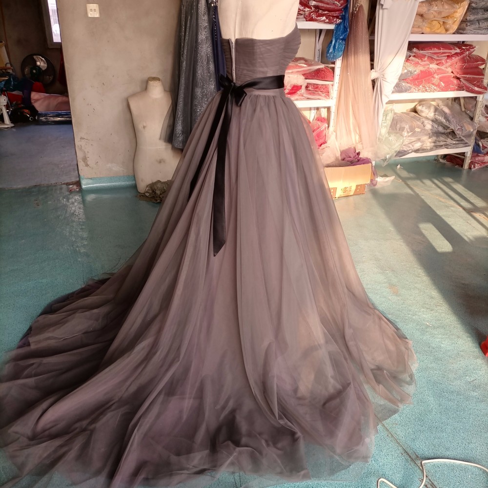 高品質！ パーティードレス   ミニトレーン/短トレーン  取り外しオフショルダー  エレガント   編み上げ   細見