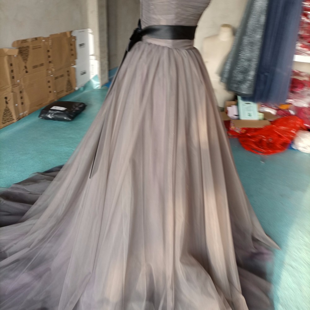 高品質！ パーティードレス   ミニトレーン/短トレーン  取り外しオフショルダー  エレガント   編み上げ   細見